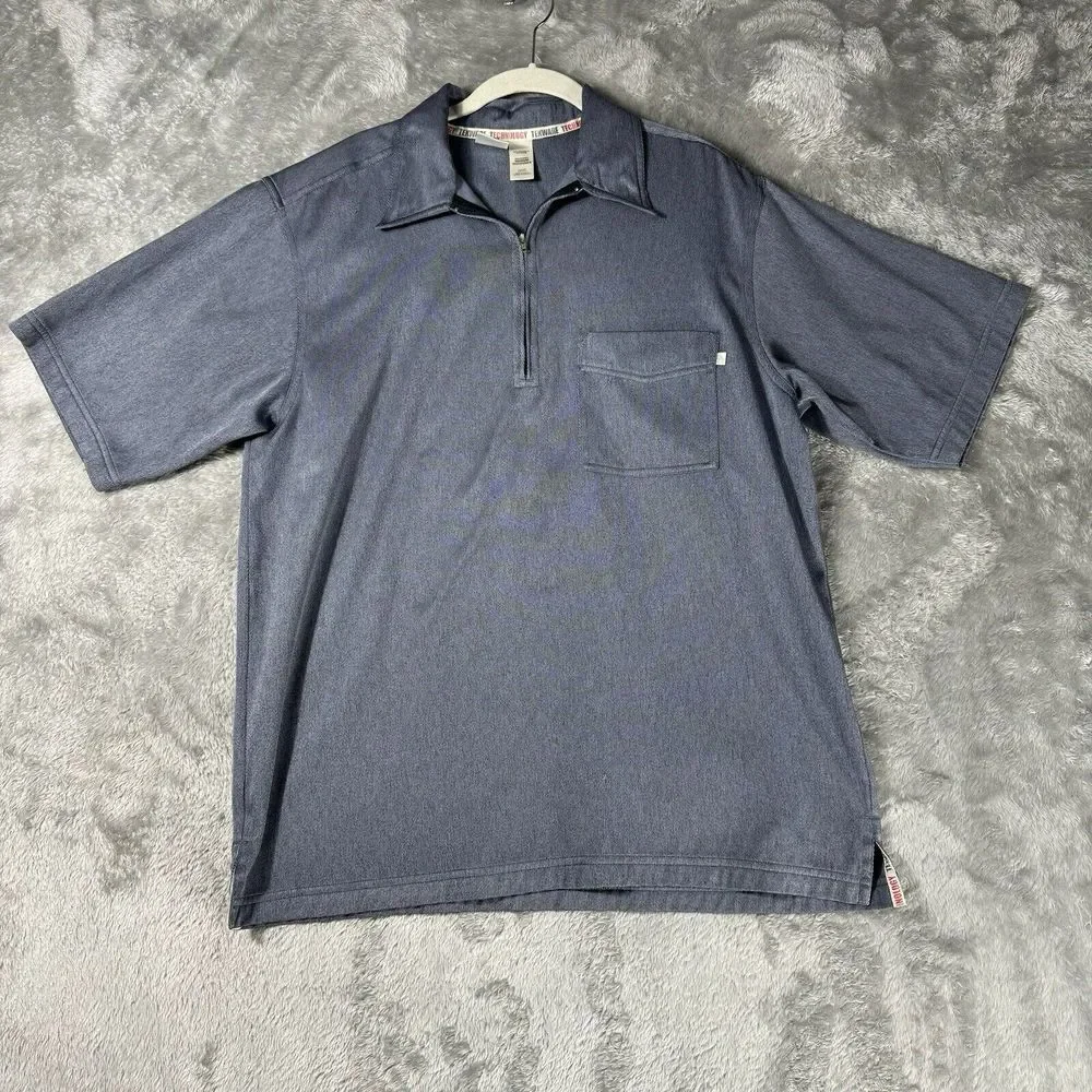 The North Face Mens M Gray Short Sleeve Zip Up Polo Shirt‎ Tekware Technology